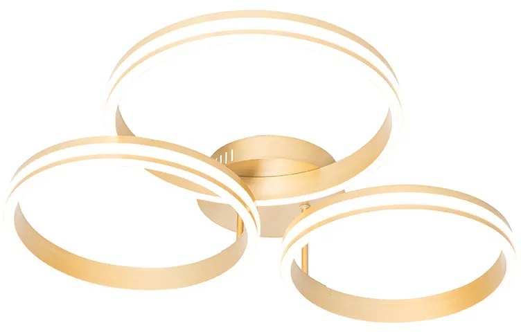 Plafondlamp messing incl. LED 3-staps dimbaar 3-lichts - Navara