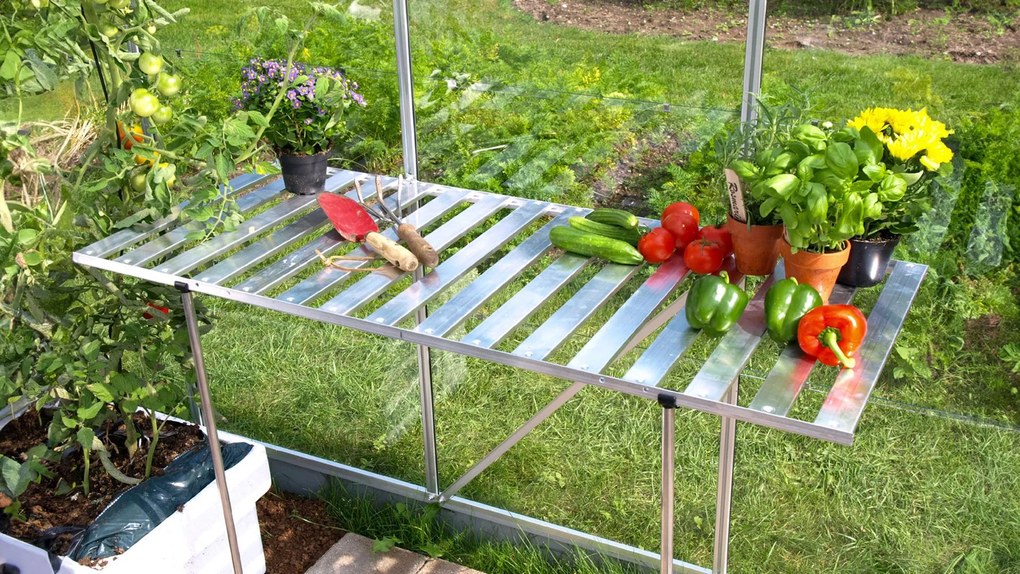 Vitavia opklapbaar schap voor serre/tuinkas - Aluminium - 120 x 50 x 75 cm