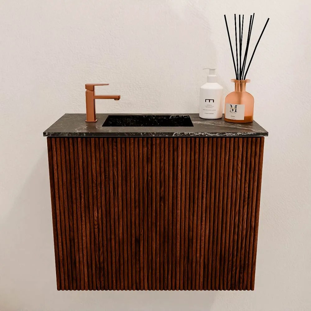Mondiaz Joya DLux 50cm toiletmeubel ruby met wastafel faye links 1 kraangat lava