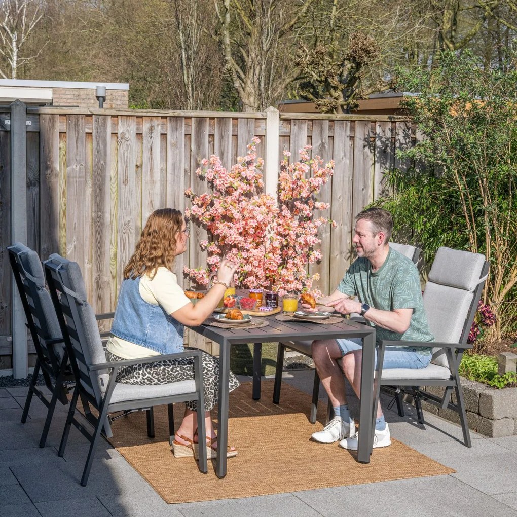 Garden Impressions Kasper tuinset 5-delig - tuintafel 160x84 cm donker grijs