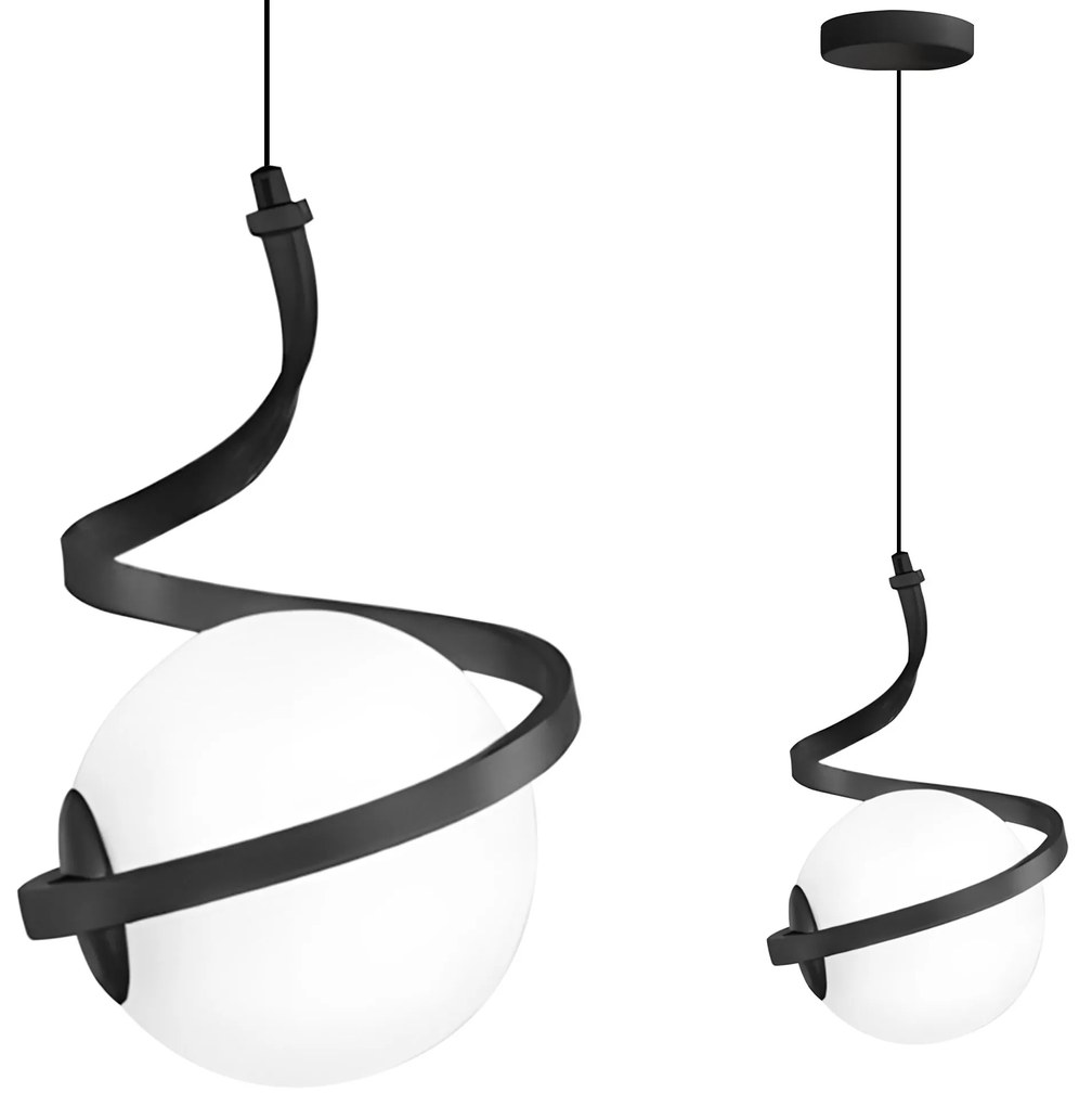 GLAZEN BOL SPIRAAL HANGLAMP APP1732-1CP BLACK