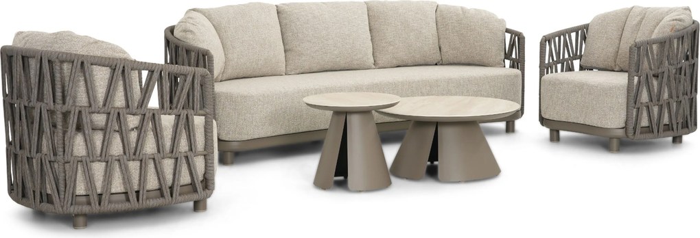 Stoel en Bank Loungeset 5 personen Rope Taupe  Santika Furniture Santika