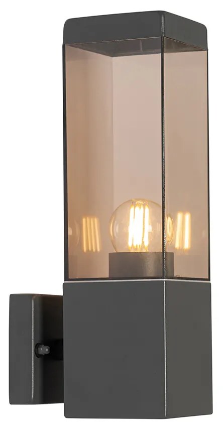 Moderne buiten wandlamp antraciet met smoke - Malios Modern E27 IP44 Buitenverlichting