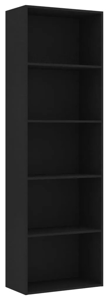 vidaXL Boekenkast met 5 schappen 60x30x189 cm spaanplaat zwart