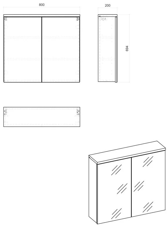 Comad Bali White 841 FSC spiegelkast 80cm eiken/wit