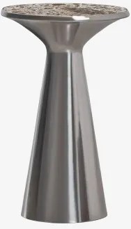 Ronde Bijzettafel Ø30 Cm Van Roestvrij Staal Selmalis Bruin Emperador Marmer - Sklum