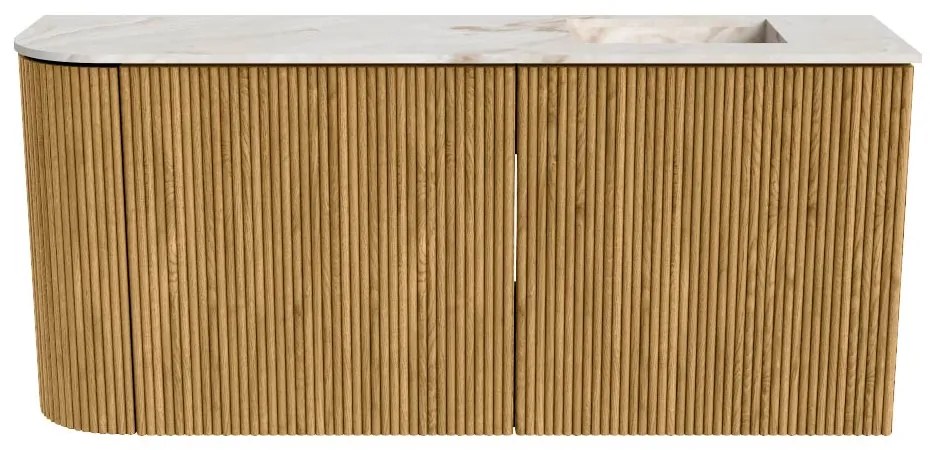Mondiaz Joya DLux 90cm toiletmeubel ronding links oak met wastafel faye rechts 1 kraangat frappe