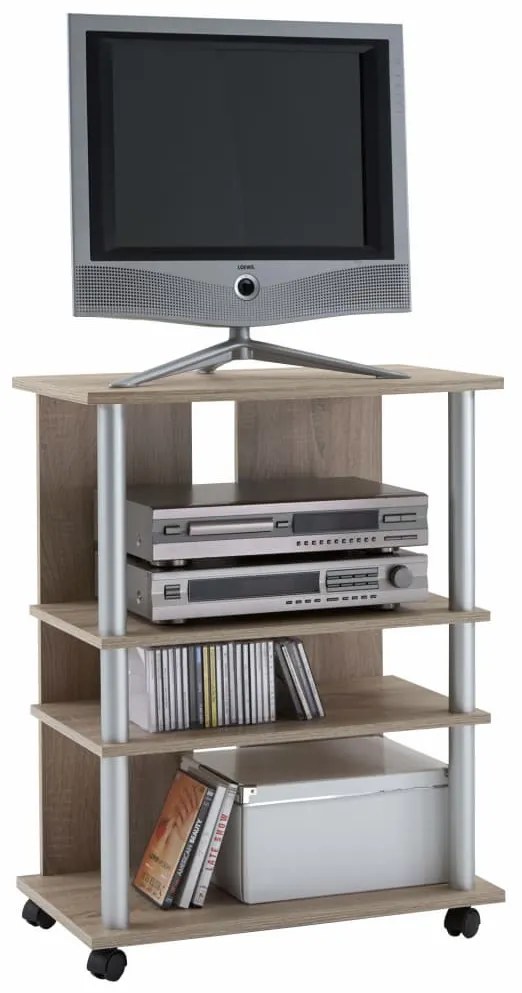 FMD Tv/hifi-kast met 3 vakken 65x40x79,2 cm eikenkleurig