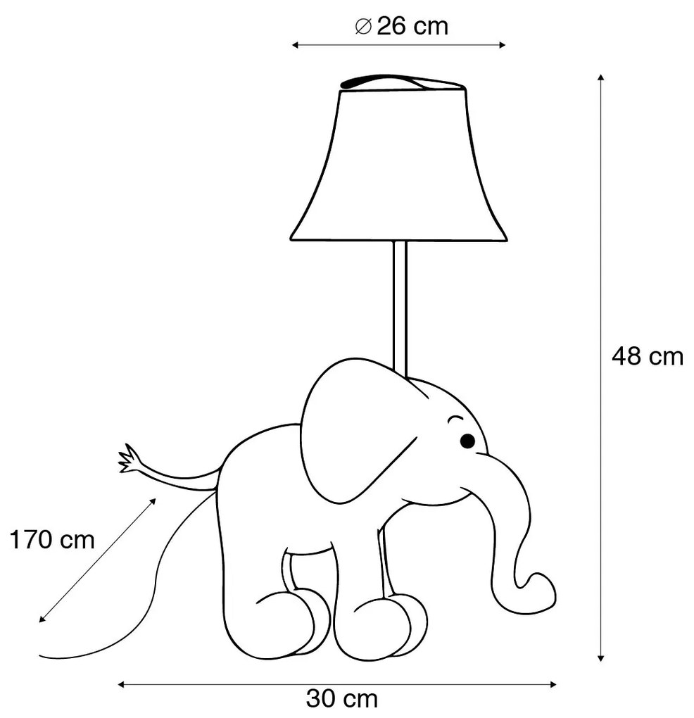 LED Kinder tafellamp olifant grijs - Bobby Kinderlamp Binnenverlichting Lamp