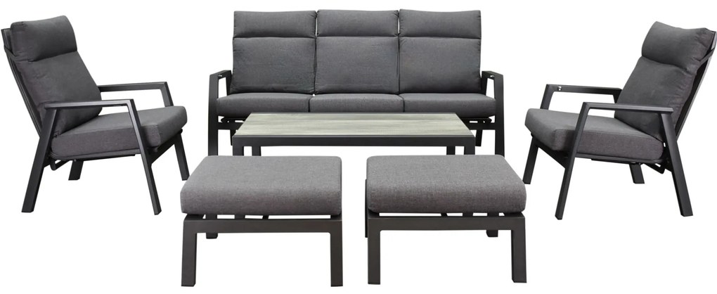 Showroommodel Vegas stoel bank loungeset 6 delig verstelbaar antraciet aluminium