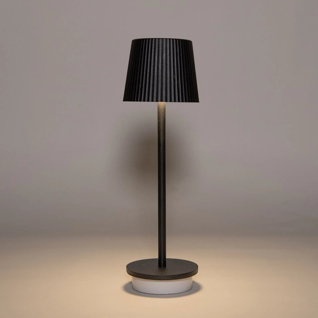 Anna's Collection LED Tafellamp 27x9 cm zwart - Draadloos - Warm Wit Licht - Touch Bediening - Voor Binnen &amp; Buiten