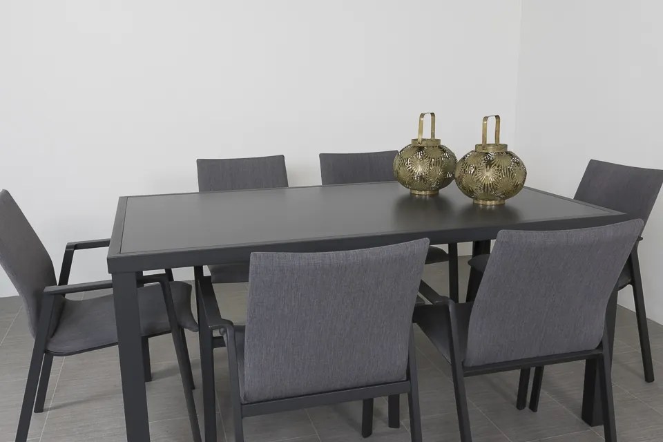 Lima/Alma 6-persoons stapelbare tuinset 160x90 cm. - Antraciet