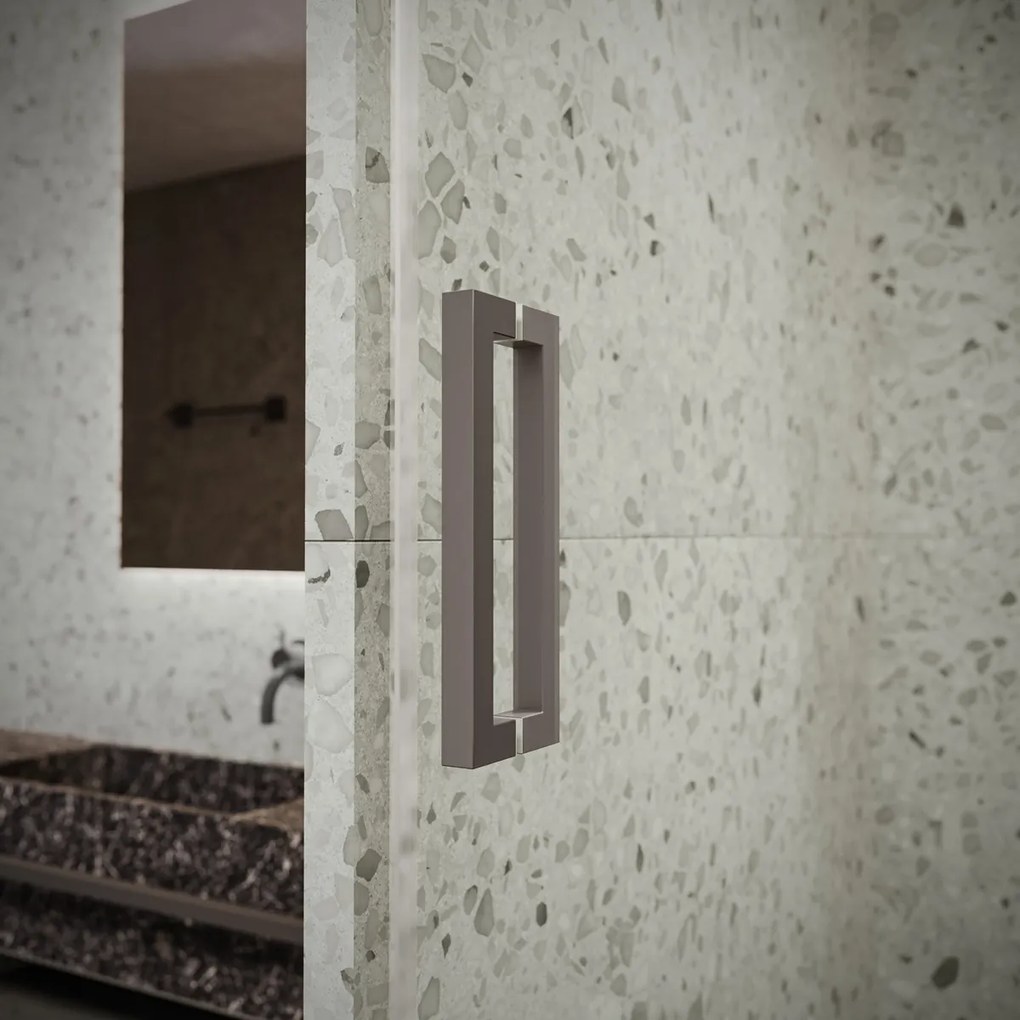 Saniclear Modern scharnieren + handvat voor douchedeur verouderd ijzer - gunmetal