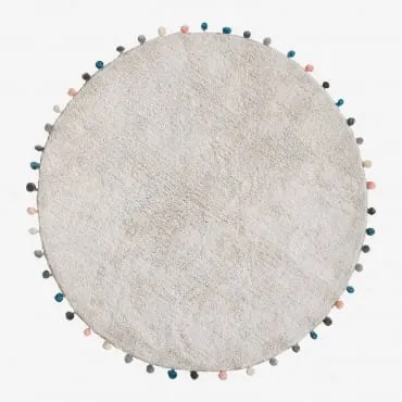 Ronde Katoenen Vloerkleed Ø125 Cm Cinder Kids Gris Nube - Sklum