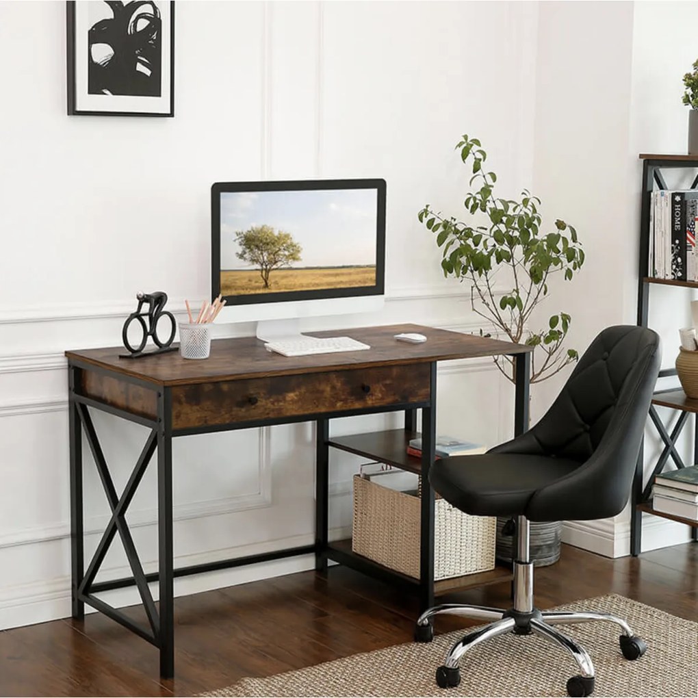 Nancy's Rockefeller Cross 2 Bureau - Industriële Werktafel - Vintage Tafel - Bureaus - Industrieel - 115 x 60 x 76 cm