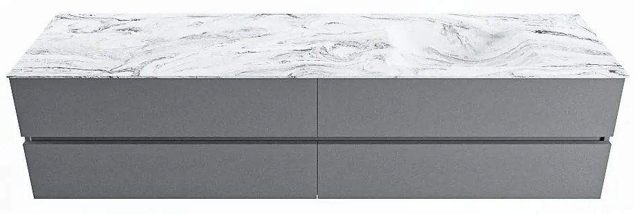 Mondiaz Vica DLux badmeubel 200cm plata 4 lades met wastafel glace rechts zonder kraangat