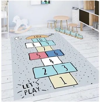 Kleden Zilver Mani Textile  Hopscotch vloerkleed voor kinderen