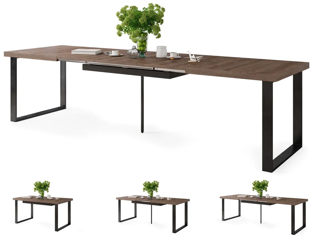AVELLA Bruin Eik - LOFT TAFEL VOOR WOONKAMER/EETKAMER UITKLAPBAAR TOT 3,1 m!