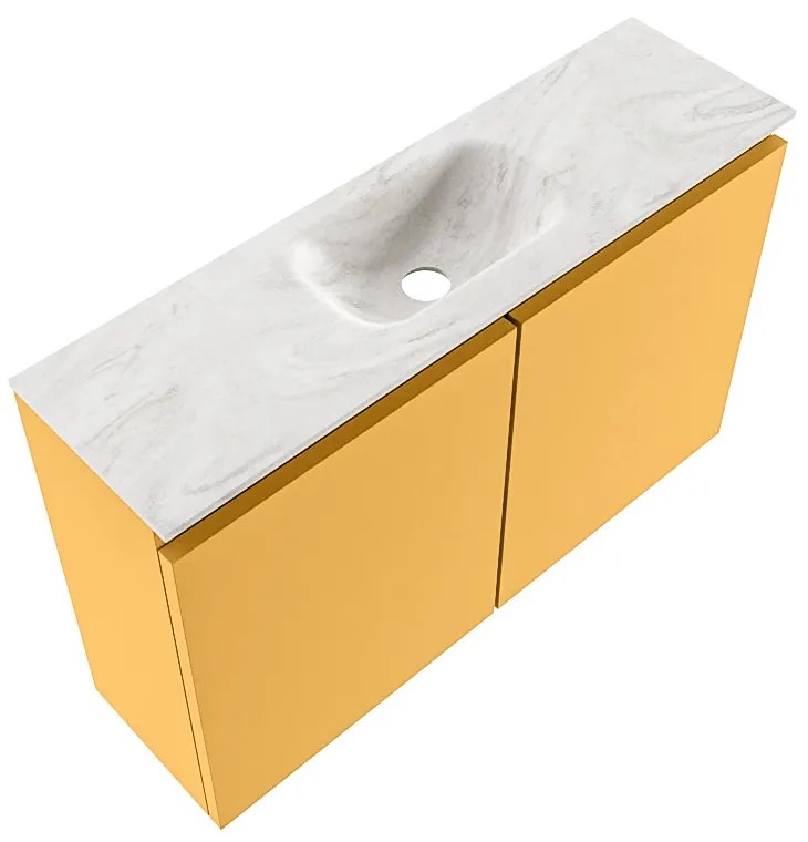 Mondiaz Ture DLux toiletmeubel 80cm ocher met wastafel ostra midden met kraangat