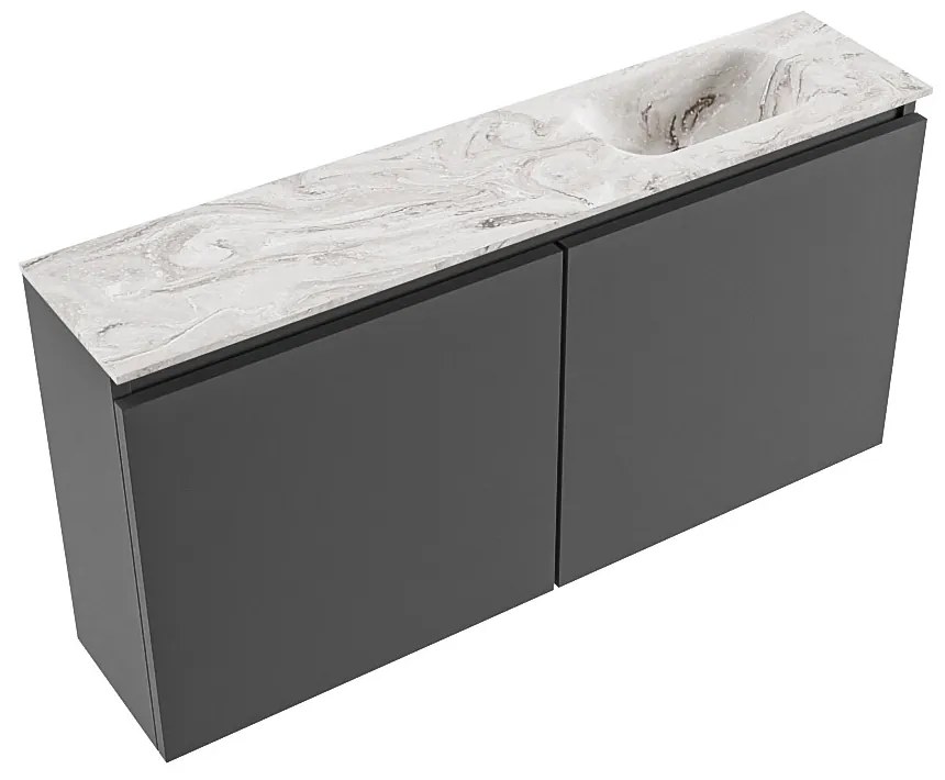 Mondiaz Ture DLux toiletmeubel 100cm dark grey met wastafel glace rechts zonder kraangat