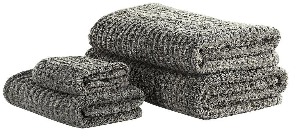 Handdoek set van 4 katoen grijs ATAI Beliani