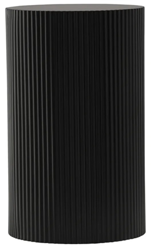Geribbelde Bijzettafel Zwart - 31 X 31cm.