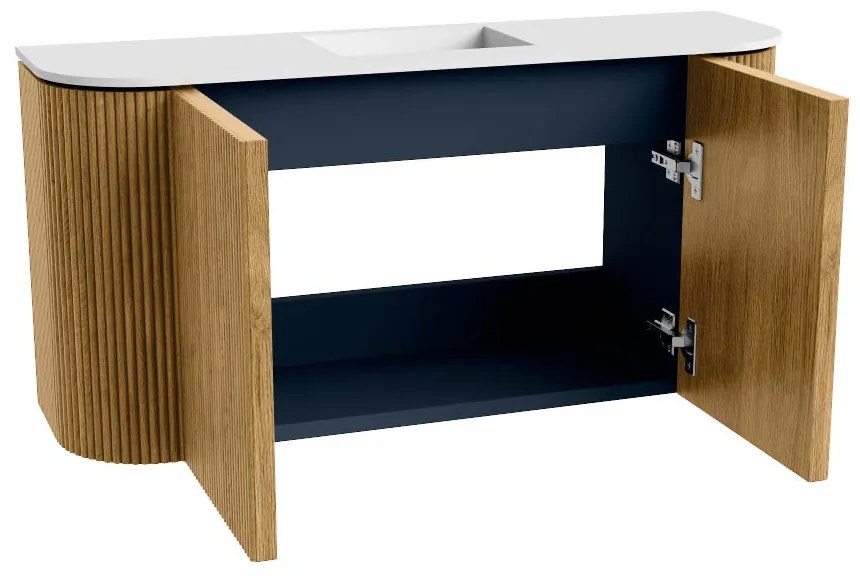 Mondiaz Joya 85cm toiletmeubel ronding links/rechts oak met wastafel faye midden 1 kraangat talc