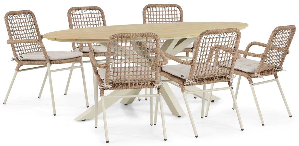 Tuinset 6 personen 220 cm Aluminium/Rope Taupe De Laan Projects