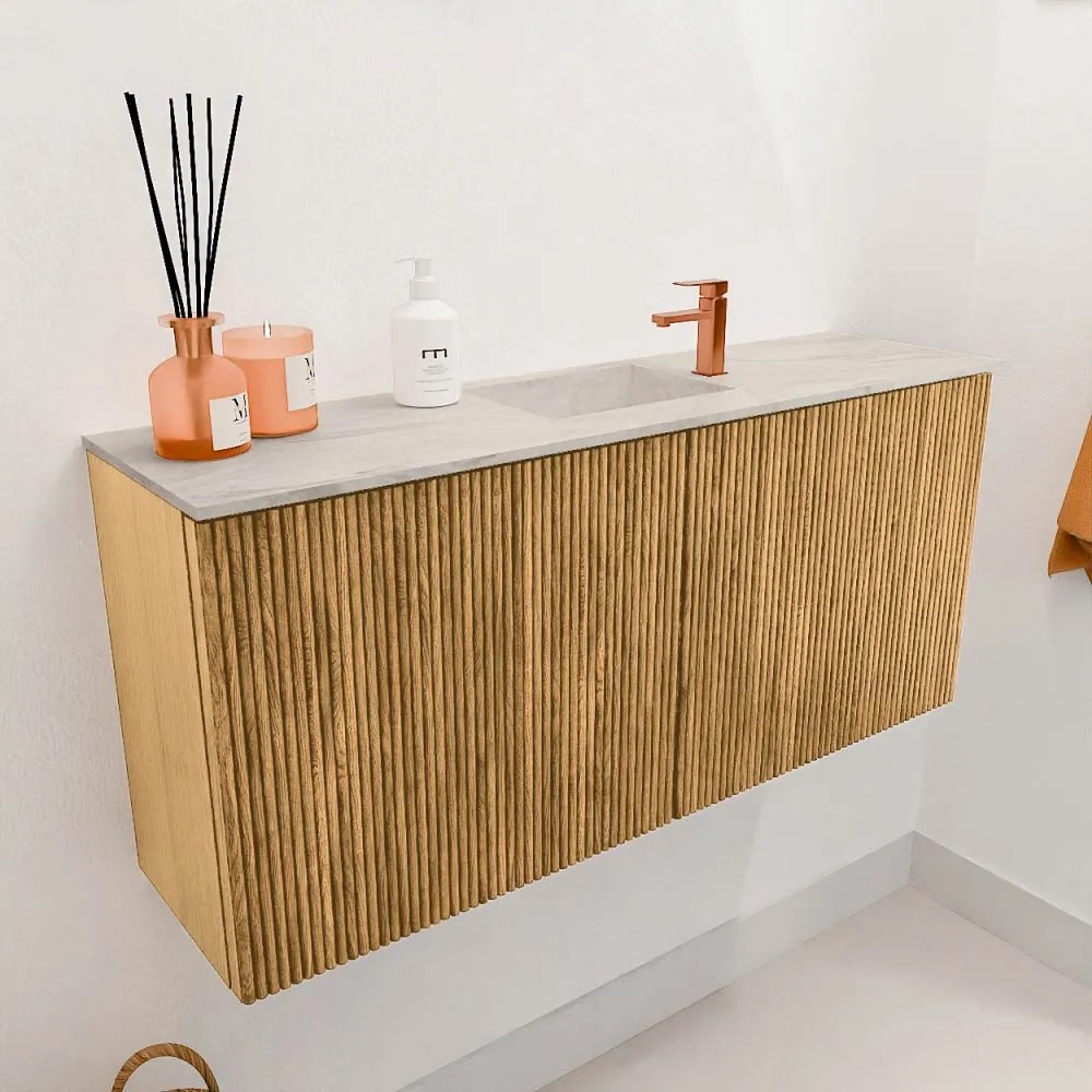 Mondiaz Joya DLux 90cm toiletmeubel oak met wastafel faye midden 1 kraangat ostra