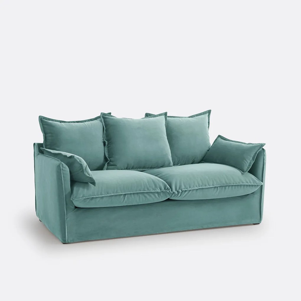 Canapé convertible H14 cm, velours, Odna