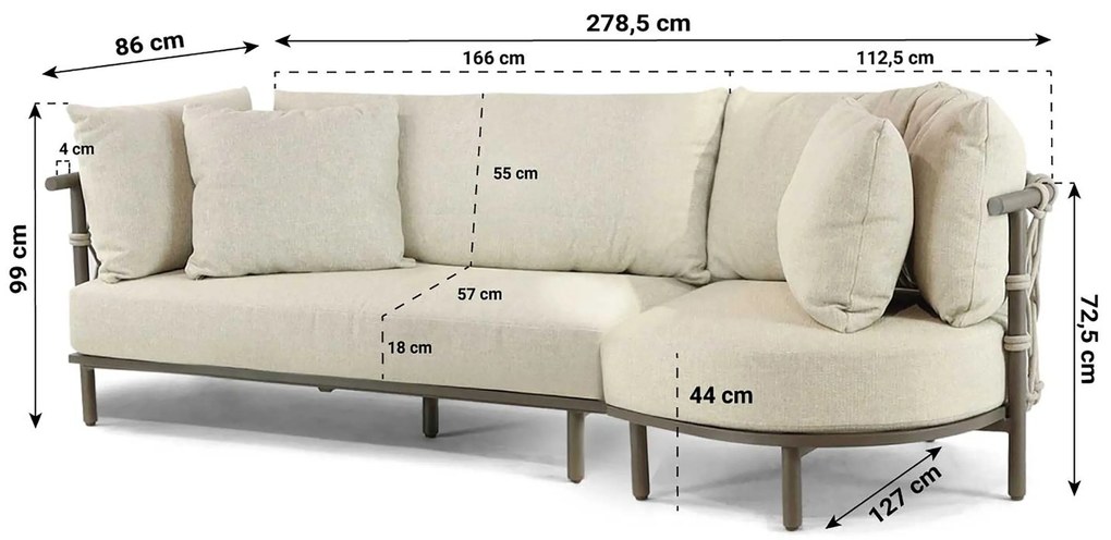 Loungeset tuin 4 personen Aluminium Taupe  4 Seasons Outdoor Ezra