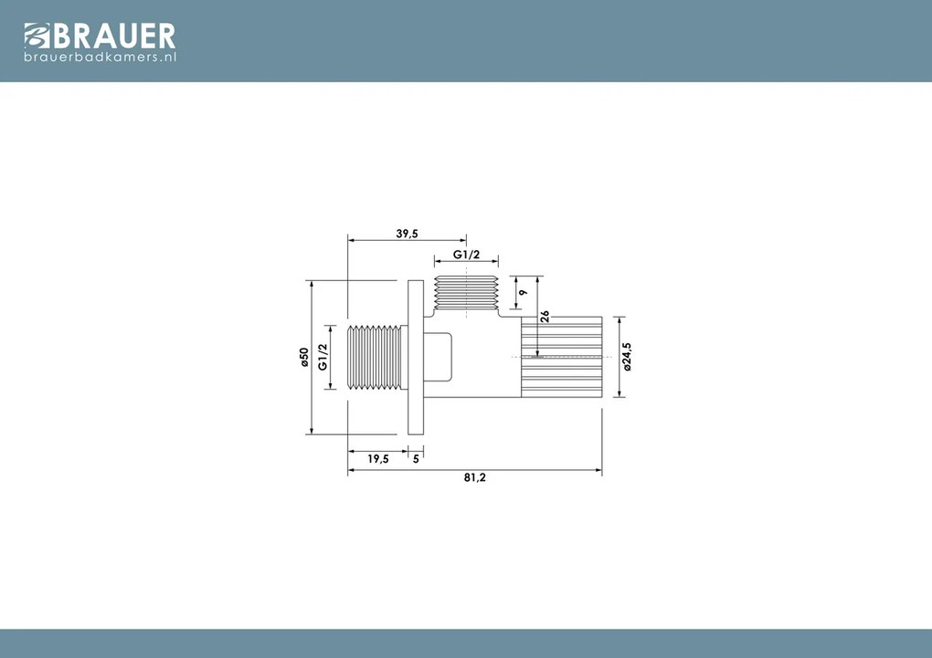 Brauer Stripe hoekstopkraan koper geborsteld PVD