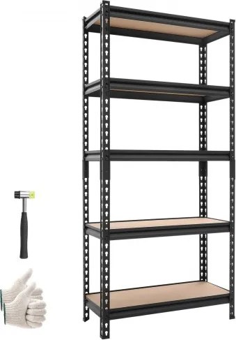 VEVOR zwaar uitgevoerde opbergkast 720x309x1520mm, draagvermogen 907,2kg, stalen frame, 5 verstelbare MDF-planken, modulaire opbergkast te gebruiken als werkbank, flexibele metalen opbergkast voor kelder, garage, werkplaats