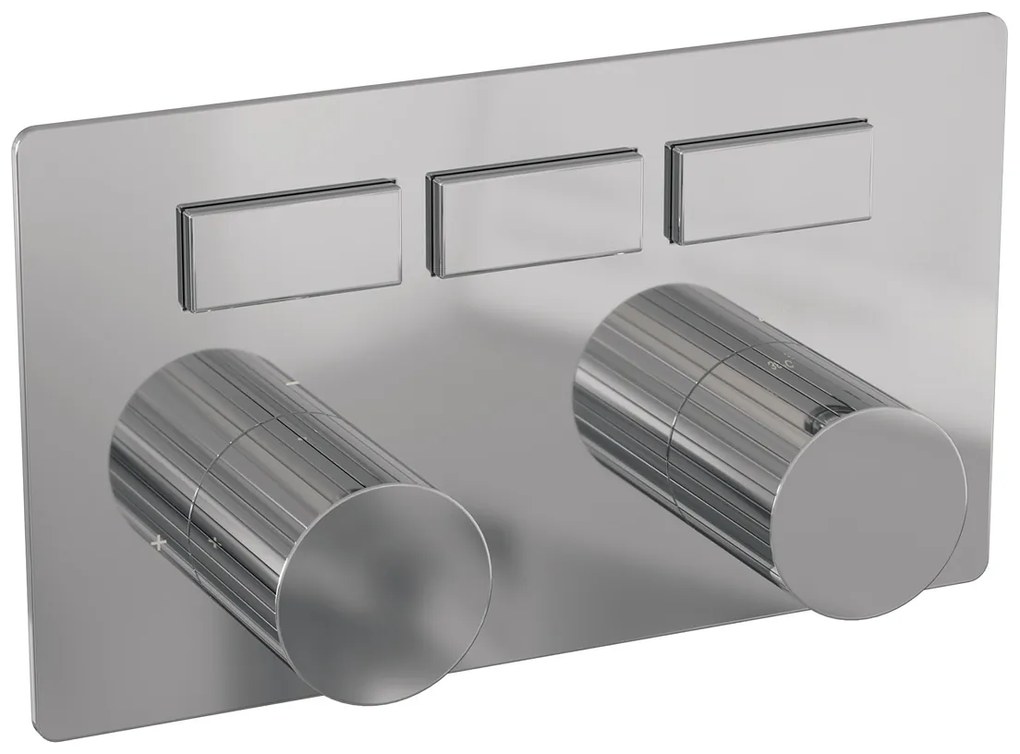 Brauer Stripe 3-weg inbouwthermostaat met drukknoppen chroom