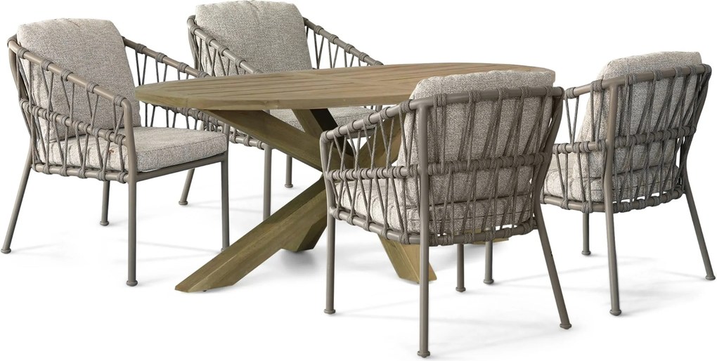 Tuinset 4 personen 200 cm Rope Taupe Santika Furniture Santika