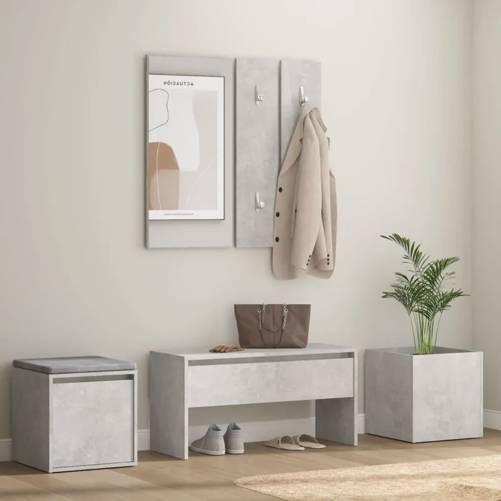 vidaXL Halmeubelset bewerkt hout betongrijs