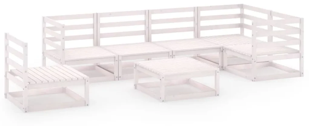 vidaXL 7-delige Loungeset massief grenenhout wit