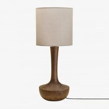Tafellamp In Sintra Mangohout Donker Handvat Hout & Licht Taupe Grijs Ø30 Cm - ↑30 Cm Arlina - Sklum