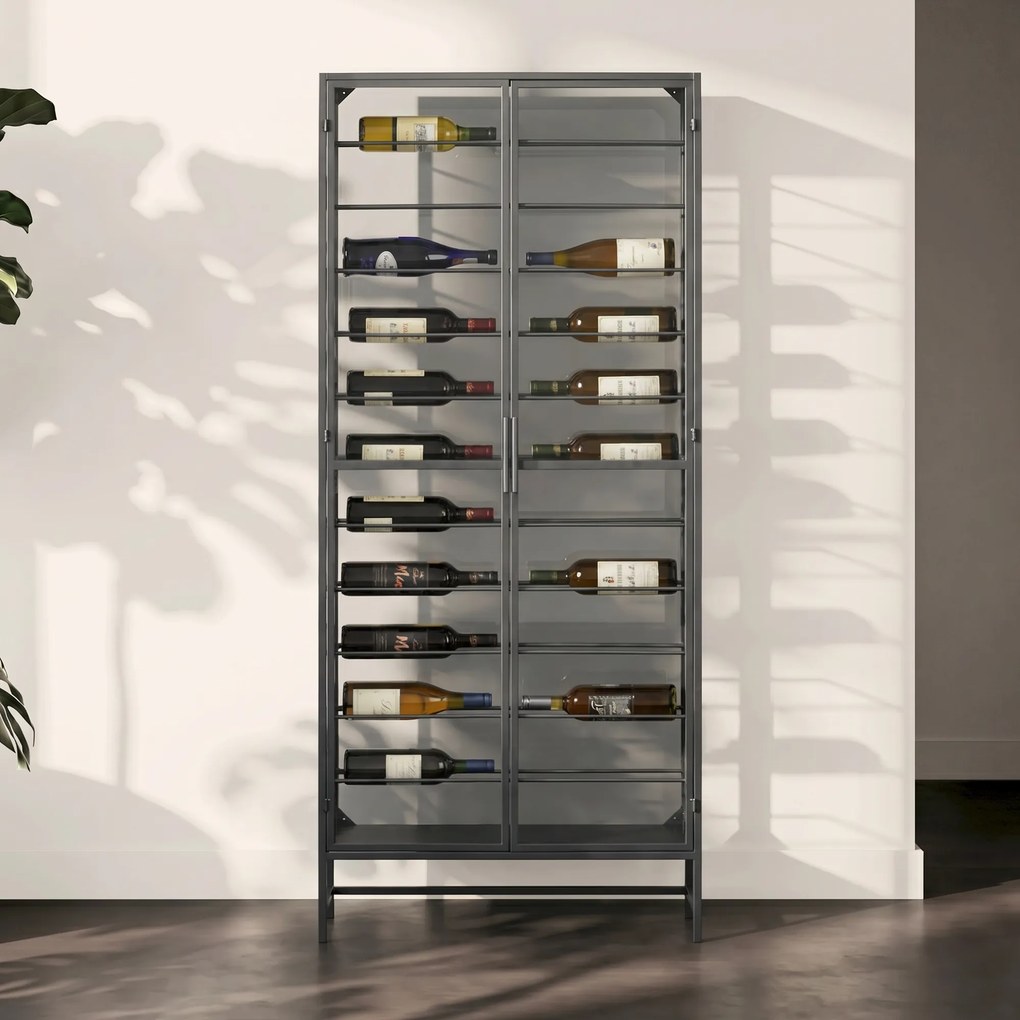 Glazen Wijnkast Vitrine - 75x20x180cm.