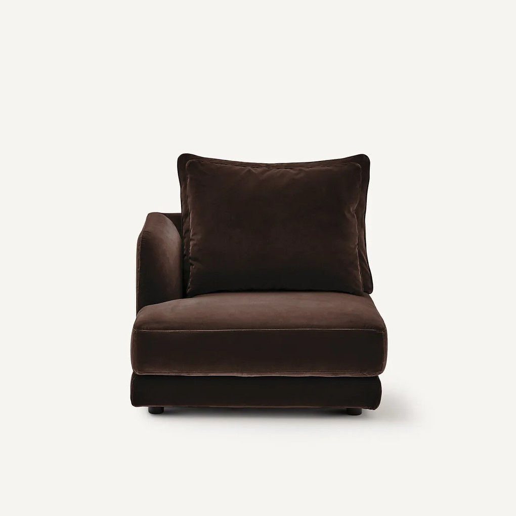 Halve bank links, modulair, van fluweel, TIBERIO