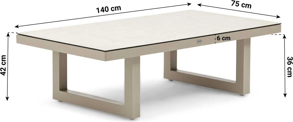 Stoel en Bank Loungeset 5 personen Aluminium Zand/Beige  Osmen Manly