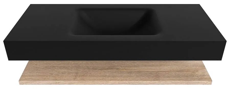 Zaro Alan badmeubel 110cm met planchet washed oak en vrijhangende wastafel cloud midden zonder kraangat urban