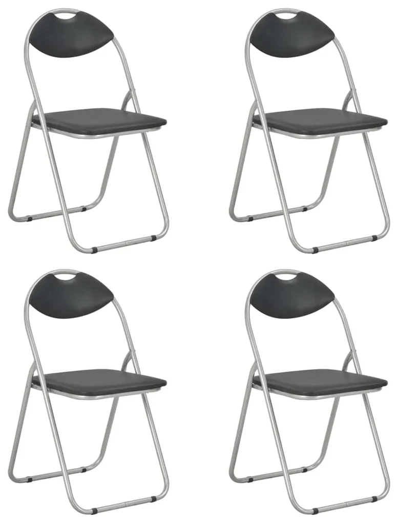 vidaXL Eetkamerstoelen inklapbaar 4 st kunstleer zwart