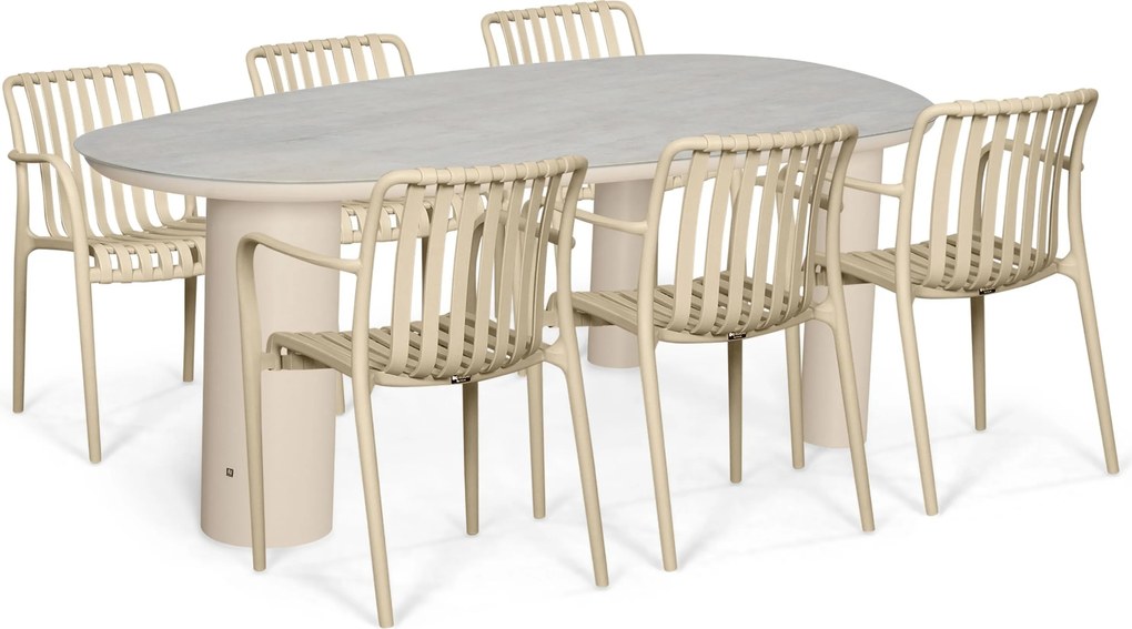 Tuinset 6 personen 240 cm Kunststof Zand/Beige Domani Furniture Alba/Guave