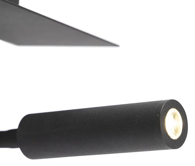 LED Moderne wandlamp USB zwart met flexarm - Duppio Modern vierkant Binnenverlichting Lamp