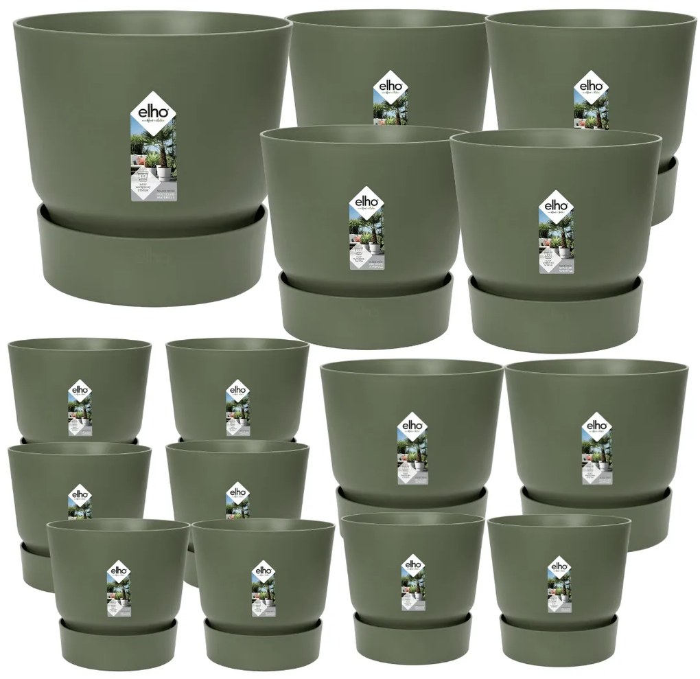 15x Pot elho Greenville green (8x D14x13, 2x D24xH23, 4x D30xH28, 1x D47xH44)