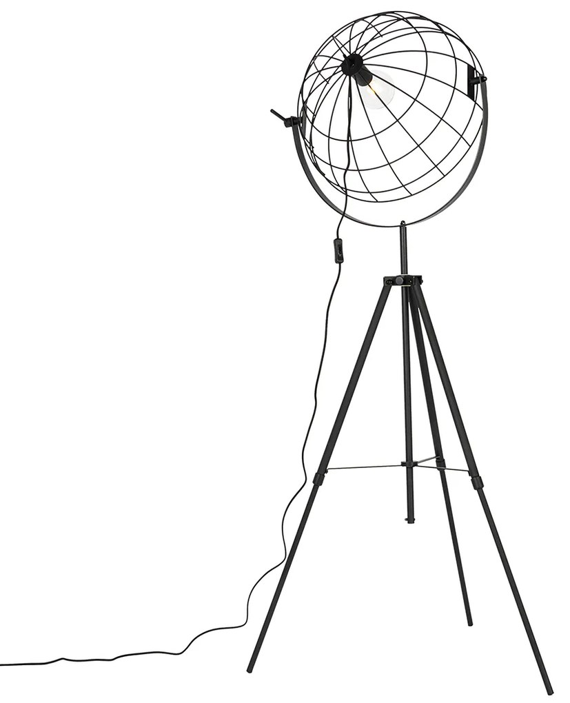 Industriële tripod vloerlamp zwart 50 cm verstelbaar - Hanze