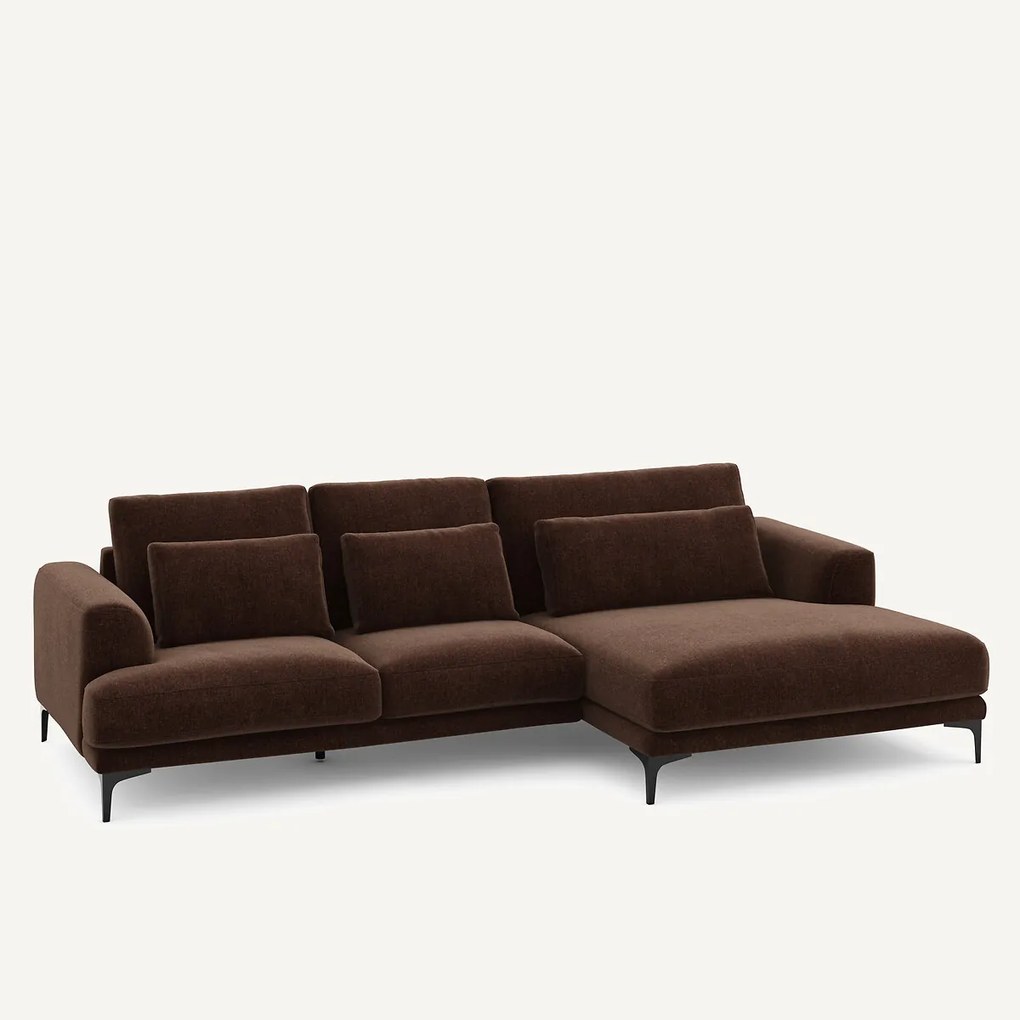 XL hoekbank rechts in chenille fluweel, MARSILE