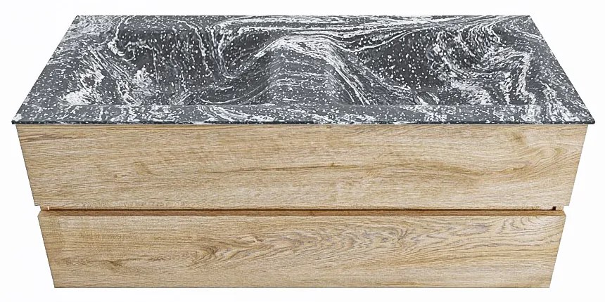 Mondiaz Vica DLux badmeubel 120cm washed oak 2 lades met wastafel lava dubbel 2 kraangaten