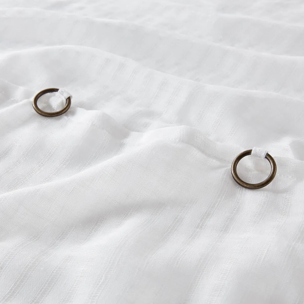 Glasgordijn met ruitjes en met vaste ringen, Ivory